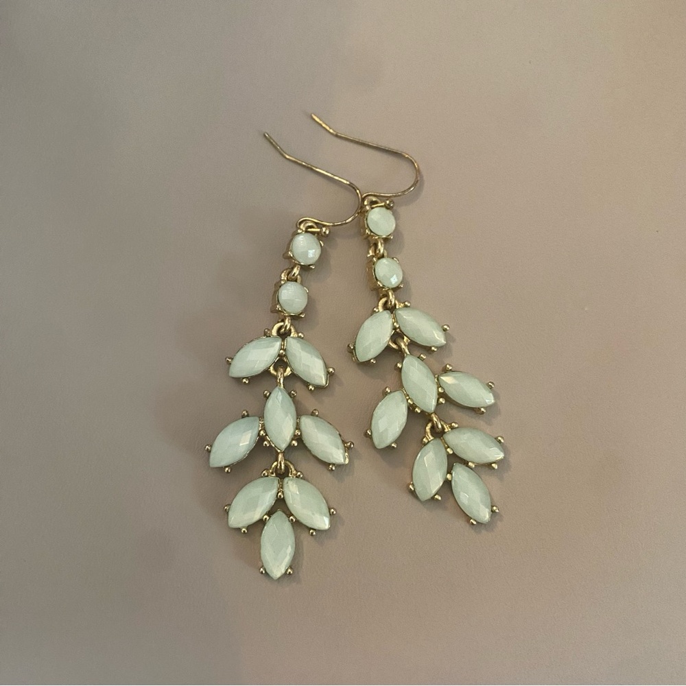Gold and Sage Jewel Dangle Earrings